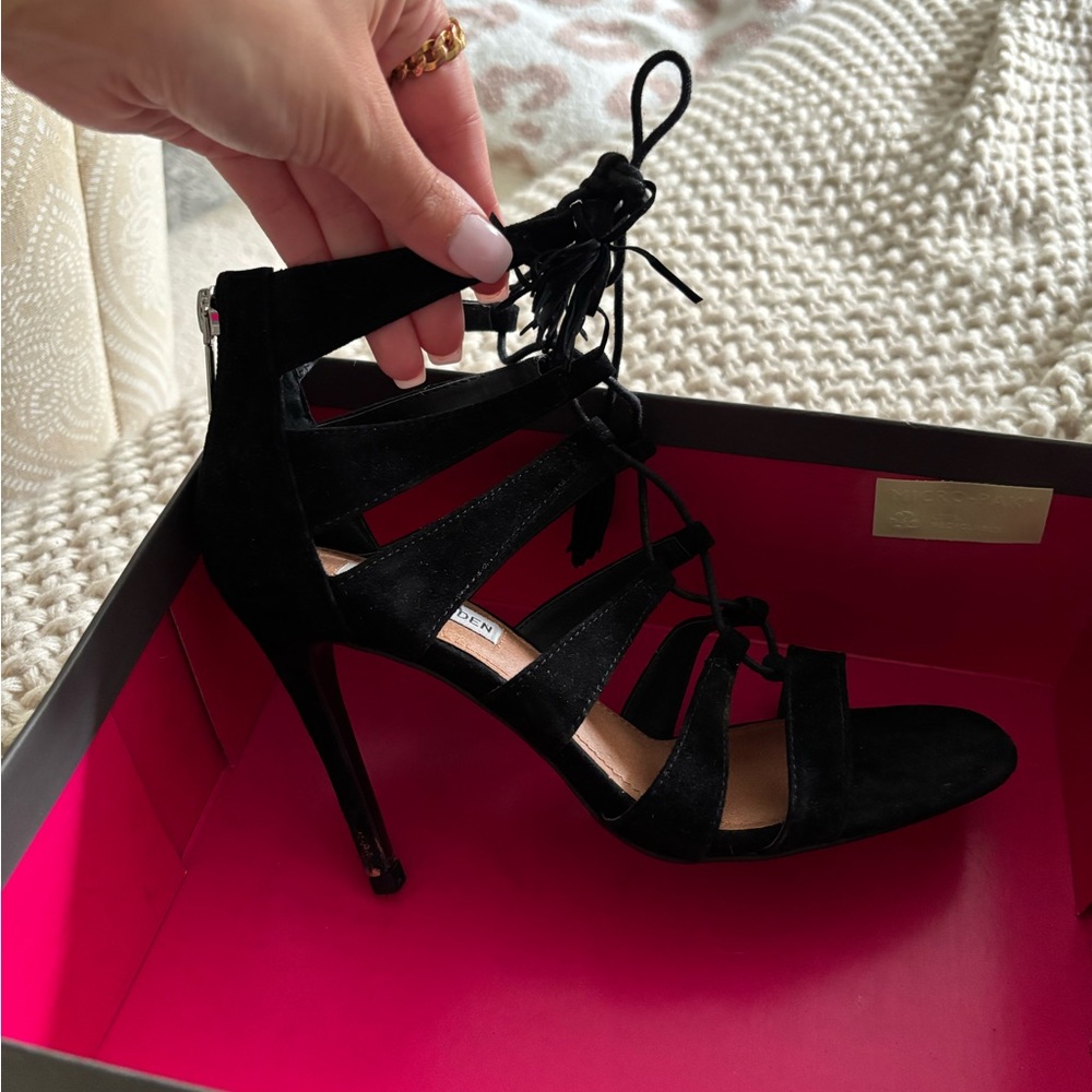Steve Madden Black Lace-Up Heels